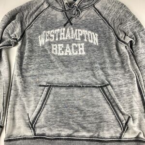 J America Westhampton Beach Hoodie Mens L Gray Acid Wash Distressed Pullover